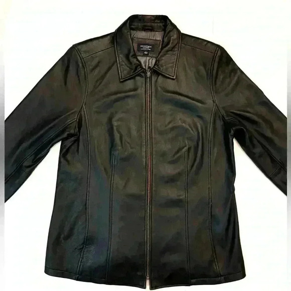 Sonoma Women's Vintage Black Lambskin Leather Jacket Size Large - Picture 3 of 10